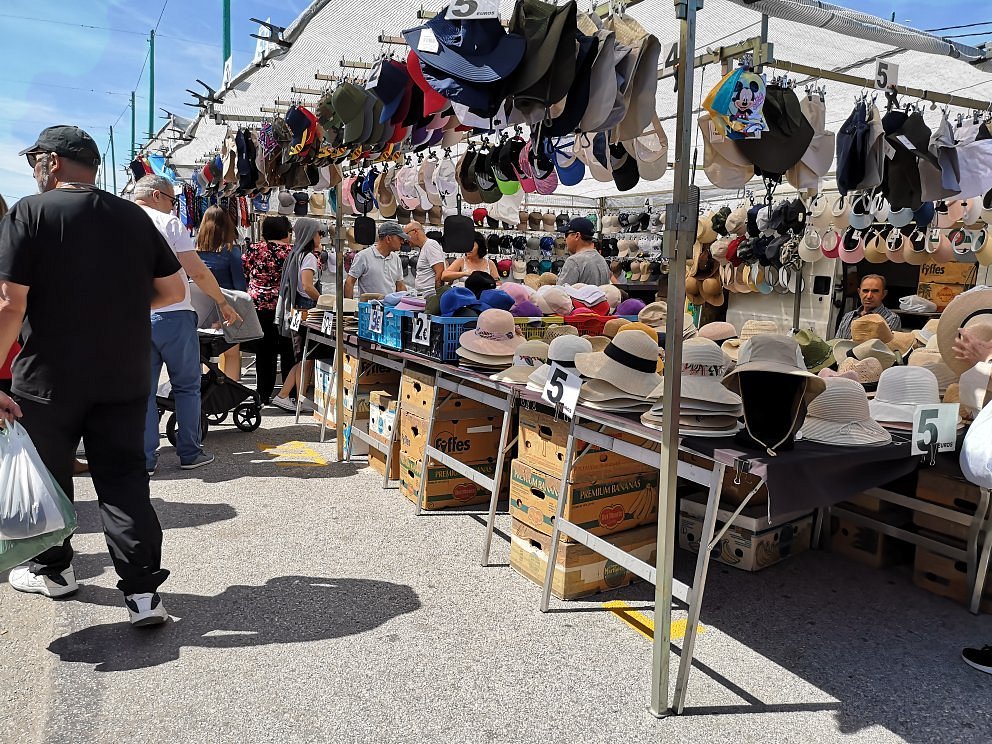 Los Boliches market in Fuengirola with fruit and spice stalls